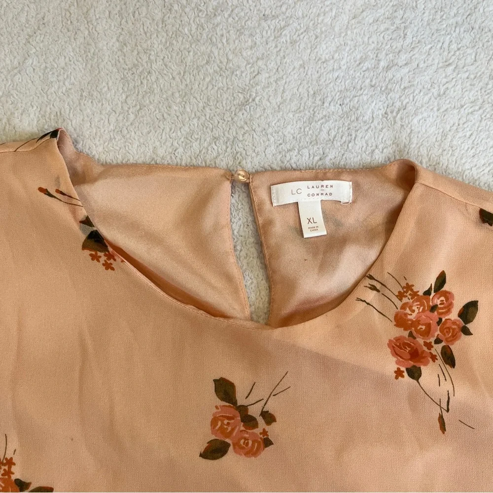 SOLD✖️LC Lauren Conrad Floral Chiffon Shirt Ruffles Spring Size XL - Picture 5 of 11